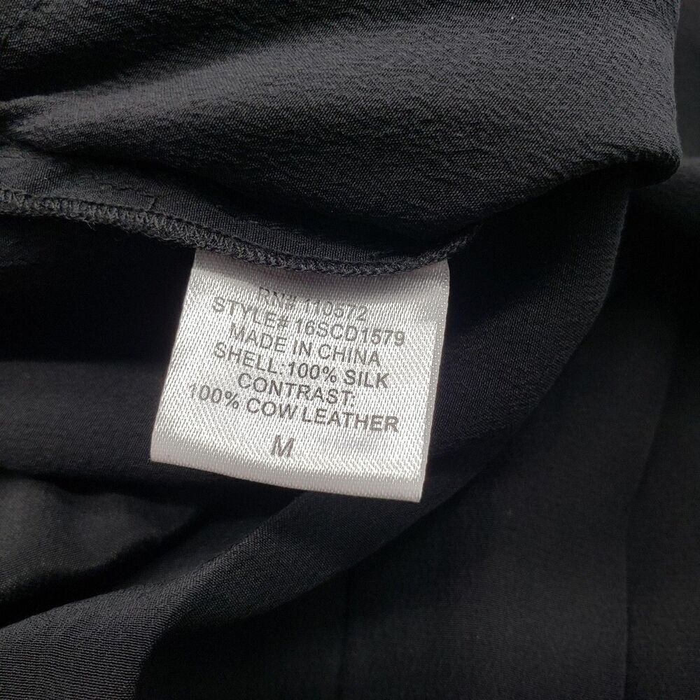 Twelfth Street Cynthia Vincent Jumpsuit Womens Medium Black Silk Leather Straps - Picture 8 of 10